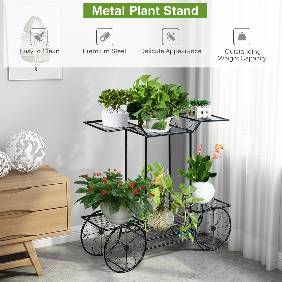6-Tier Garden Cart, Flower Rack, Plant Holder, Black Plant Stands at Gallery Canada