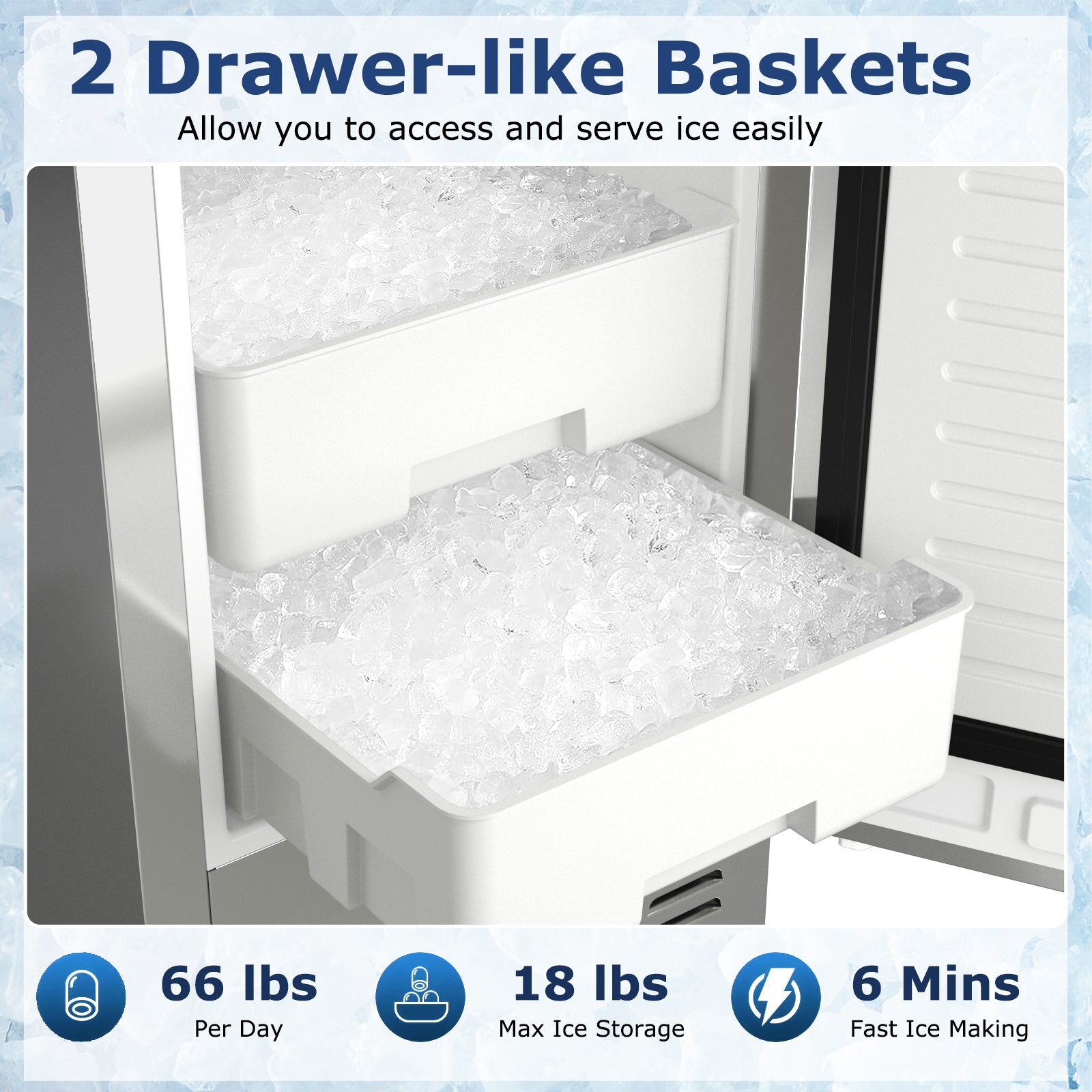 Under Counter Nugget Ice Maker, Self-Cleaning, 24H Timer, Silver Ice Makers at Gallery Canada