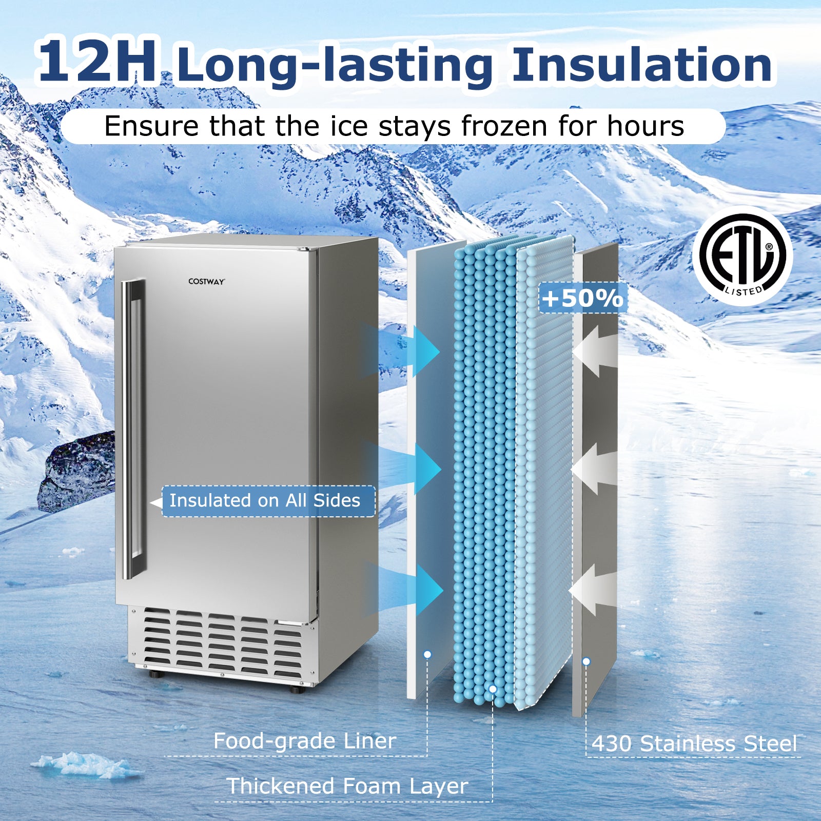 Under Counter Nugget Ice Maker, Self-Cleaning, 24H Timer, Silver Ice Makers at Gallery Canada