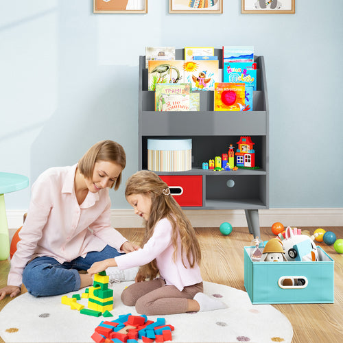 Kids Bookshelf, Open Compartment, Gray