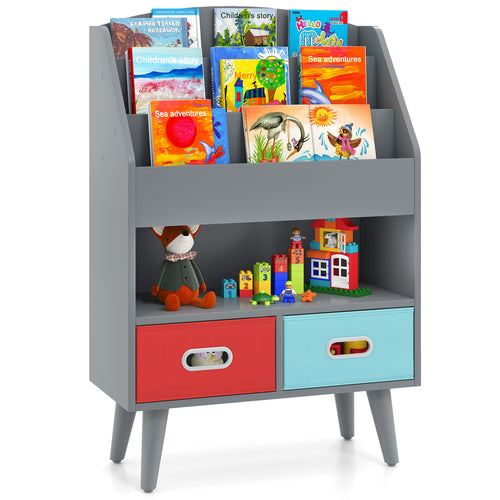 Kids Bookshelf, Open Compartment, Gray