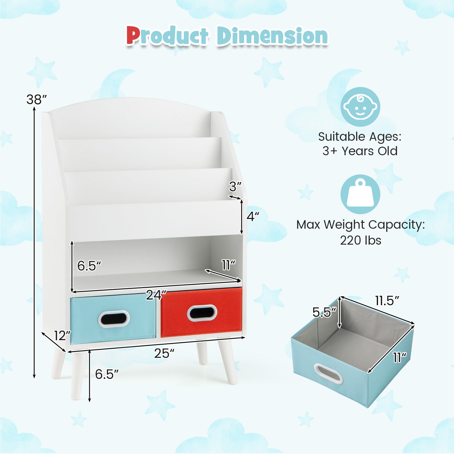 Kids Bookshelf, Open Compartment, For Toddlers 3+ Years, White Kids Storage at Gallery Canada