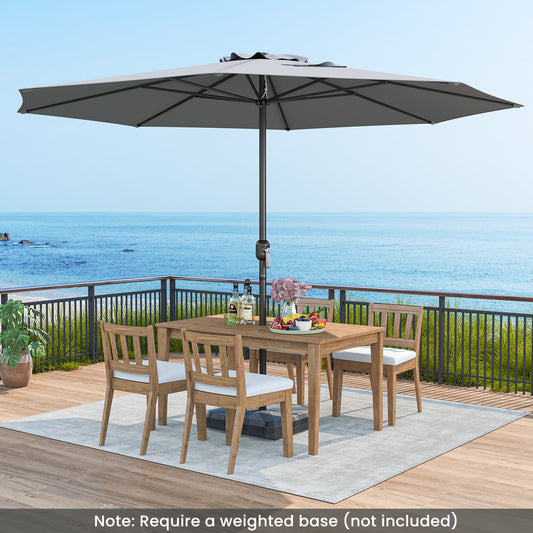 12 Feet Patio Umbrella, Crank Handle, 8 Ribs, Gray Outdoor Umbrellas Gray at Gallery Canada