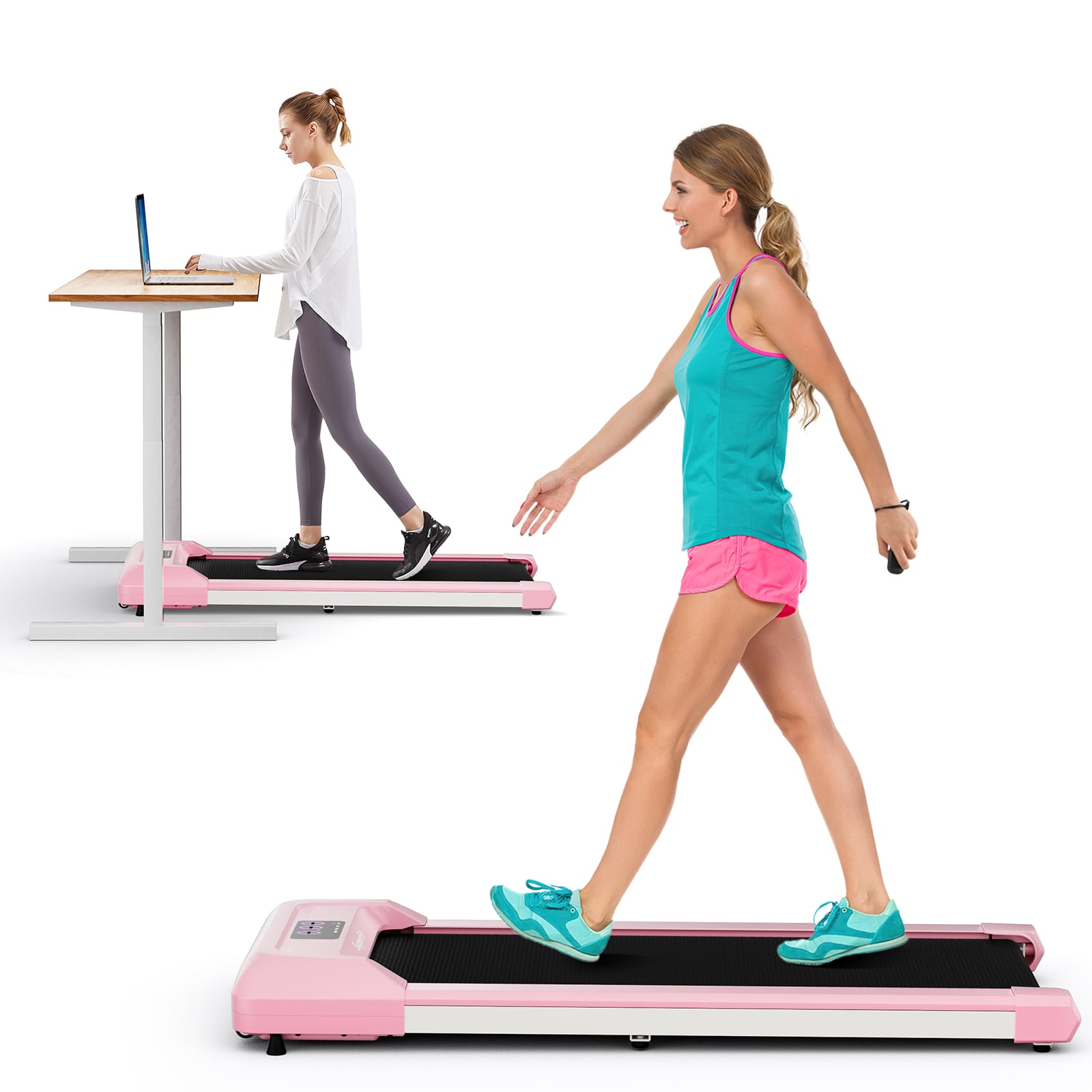 2.25 HP Walking Pad, LED Display, Remote Control, Pink Treadmills Pink at Gallery Canada