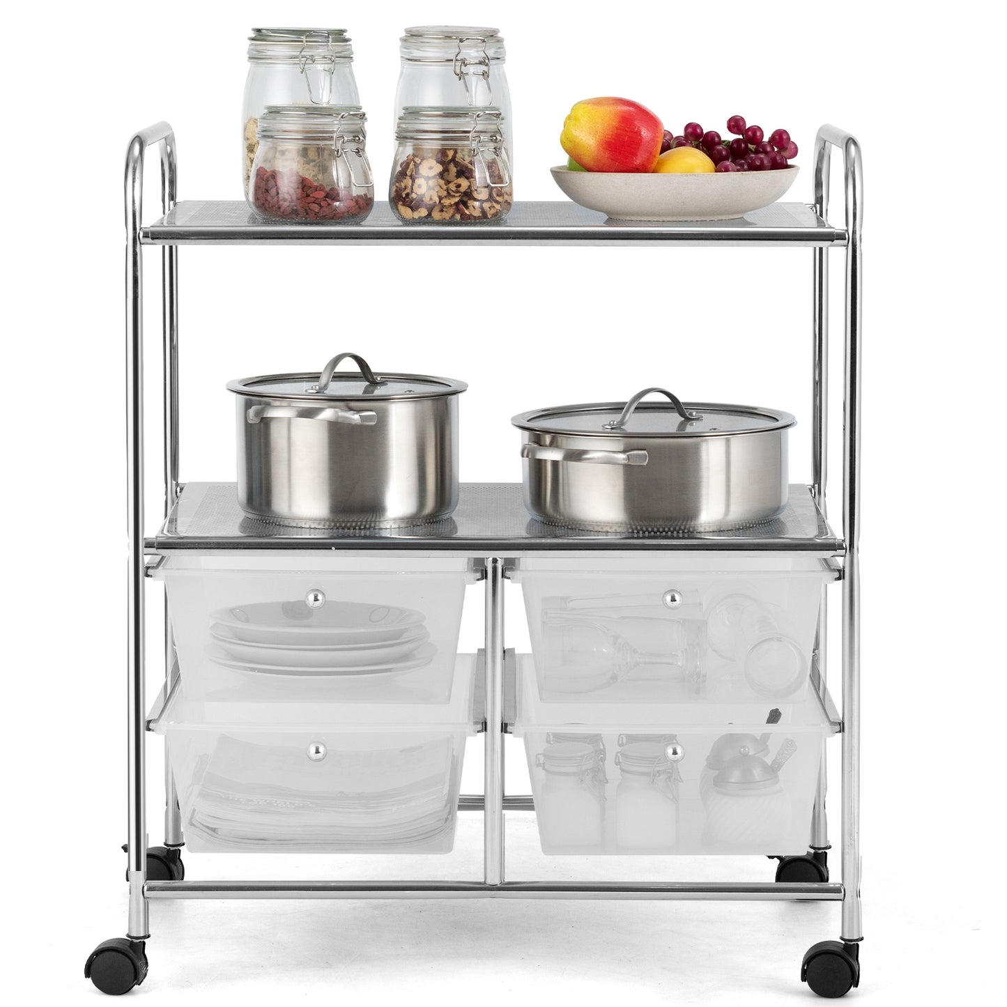 4 Drawers Shelves Rolling Storage Cart Rack, Transparent File Cabinets at Gallery Canada