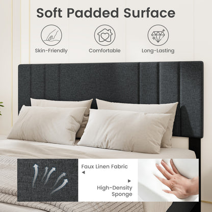 Queen Size Bed Frame, Tufted Headboard, Wooden Slats, Gray Simple Bed Frame at Gallery Canada