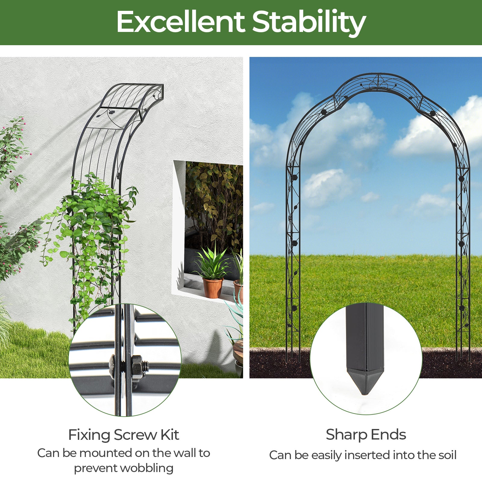 Garden Arch Arbor Trellis For Climbing Plants, Black Outdoor Decor at Gallery Canada