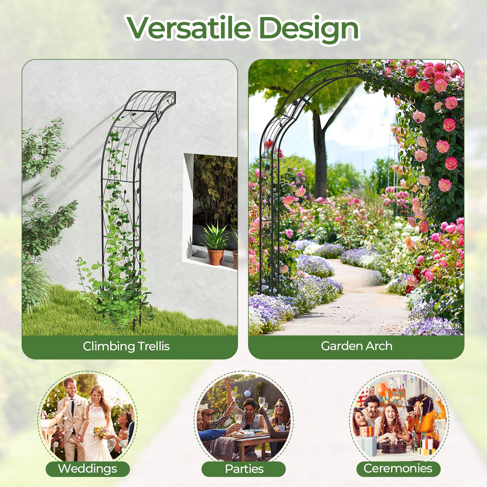 Garden Arch Arbor Trellis For Climbing Plants, Black Outdoor Decor at Gallery Canada