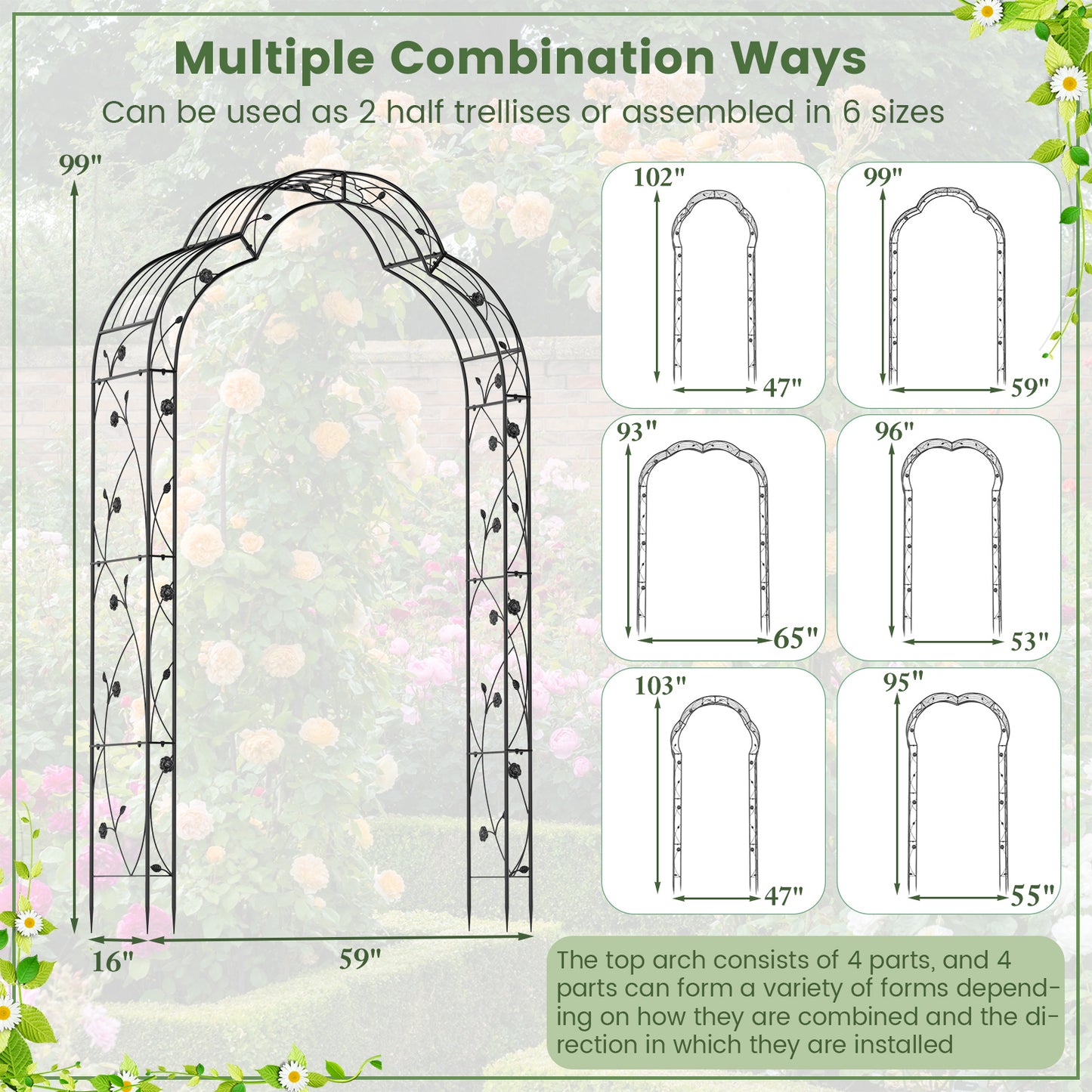 Garden Arch Arbor Trellis For Climbing Plants, Black Outdoor Decor at Gallery Canada