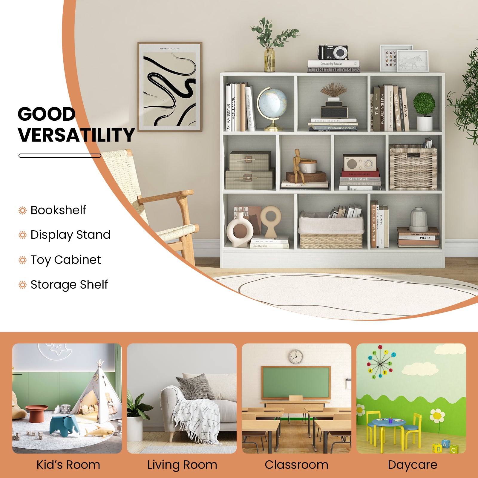 41 Inches Wooden Toy Storage Organizer, 10 Cubes, White Kids Storage at Gallery Canada