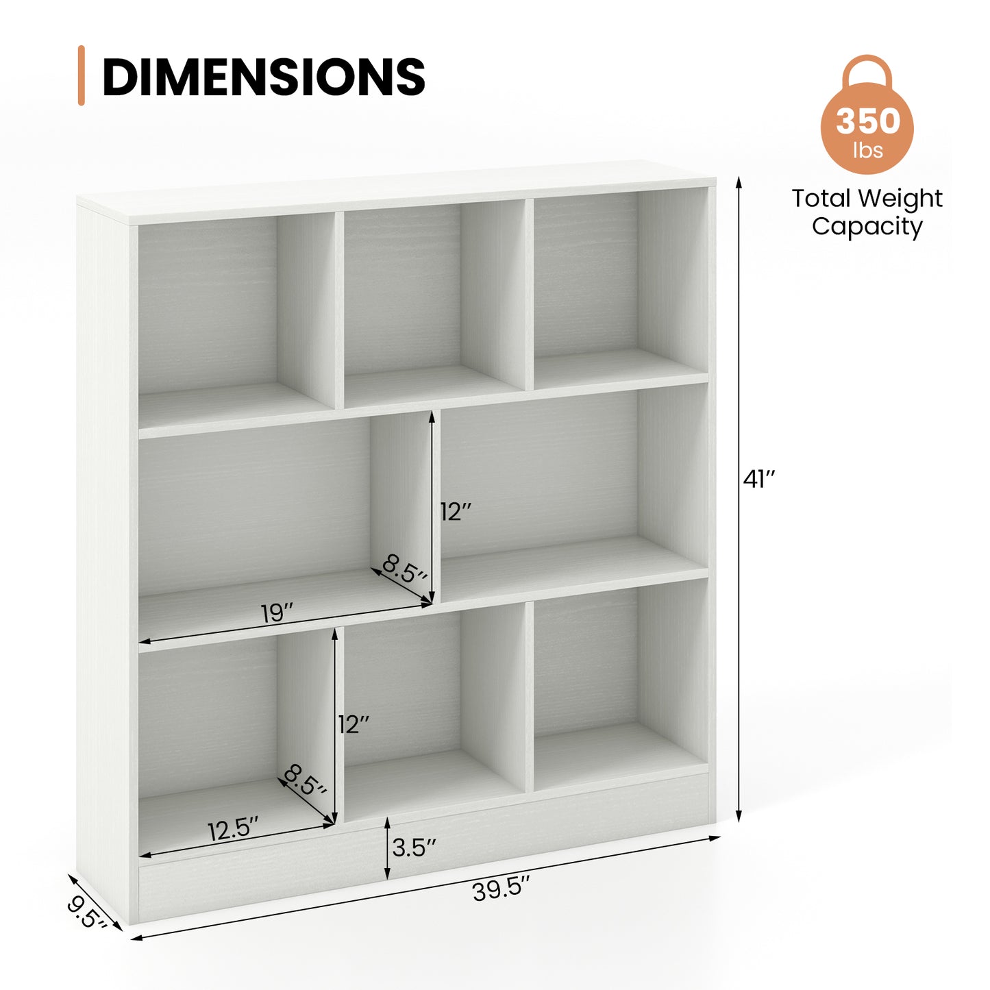 41 Inches 8-Cube Bookcase, White Kids Storage at Gallery Canada