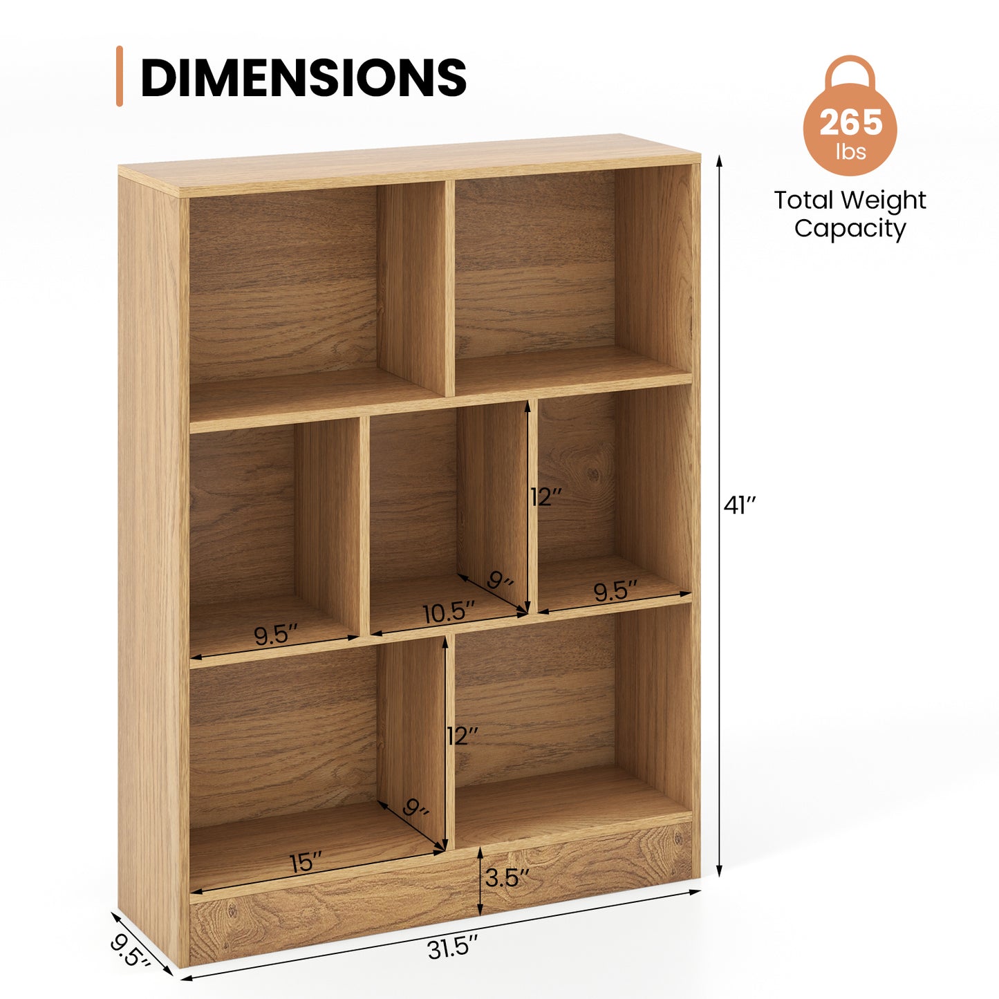 7-Section Freestanding Bookshelf, Natural Kids Storage at Gallery Canada