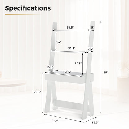 Ladder Shelf Desk With Countertop Drawer, Anti-Toppling Device, Oak Bookcases at Gallery Canada