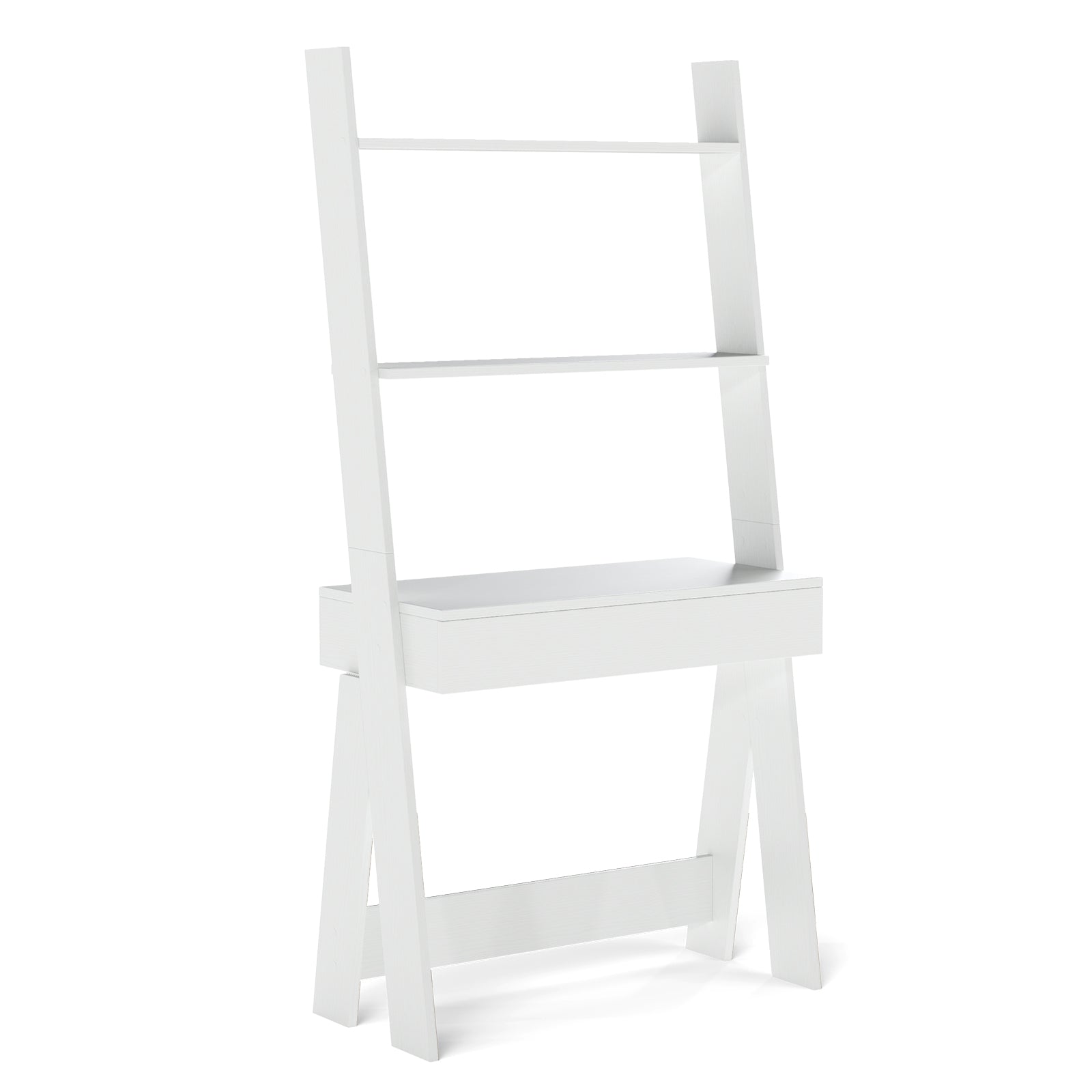 Ladder Shelf Desk With Countertop Drawer, Anti-Toppling Device, Oak Bookcases at Gallery Canada