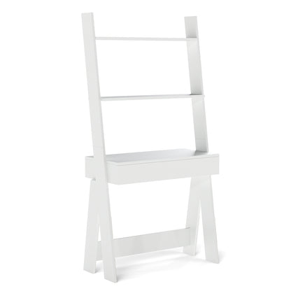 Ladder Shelf Desk With Countertop Drawer, Anti-Toppling Device, Oak Bookcases at Gallery Canada