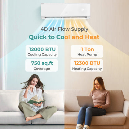 12000 BTU 22 SEER2 Mini Split AC And Heater, White Mini Split Air Conditioners at Gallery Canada