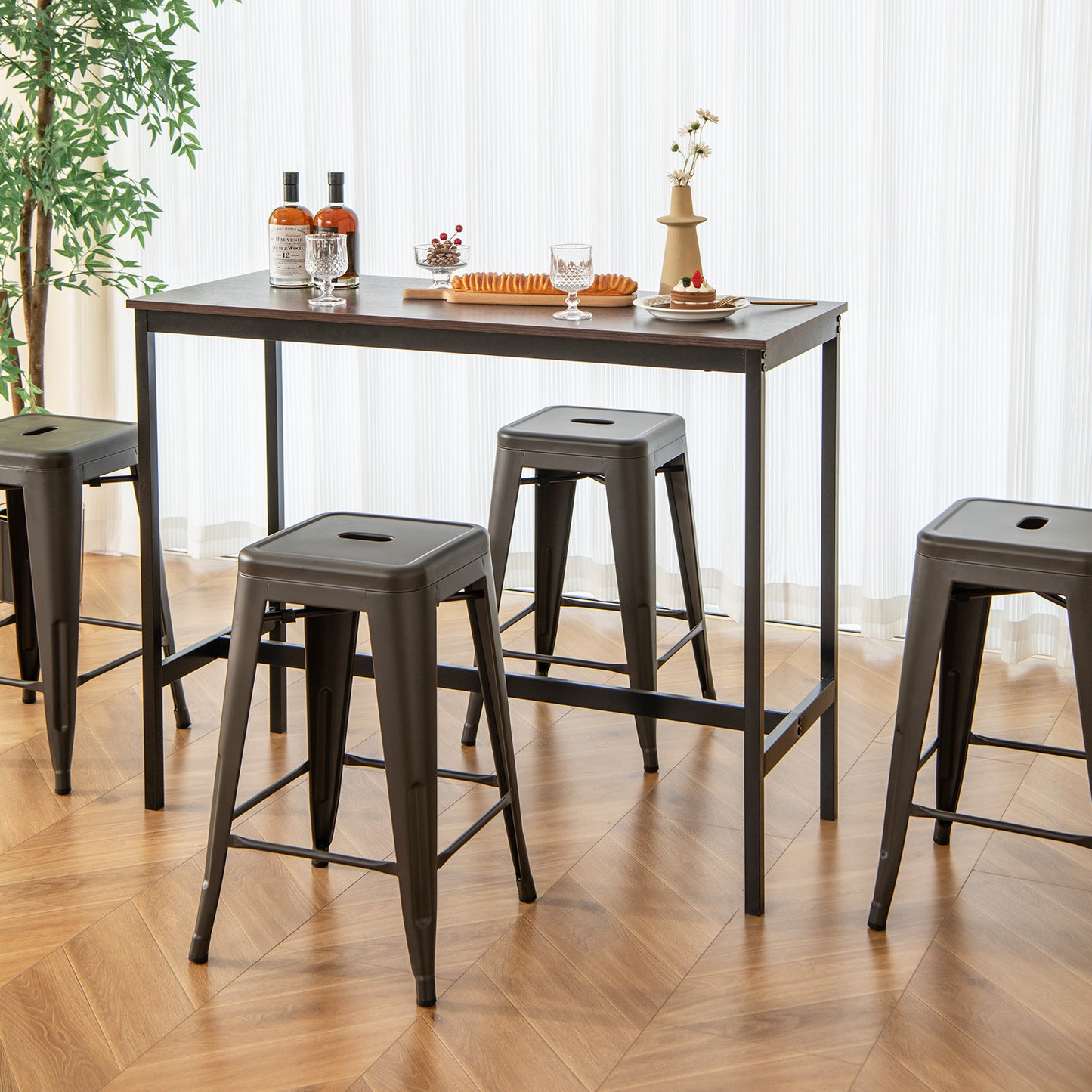 24 Inch Tolix Style Counter Height Barstool, Stackable Chair, Gun Bar Stools at Gallery Canada