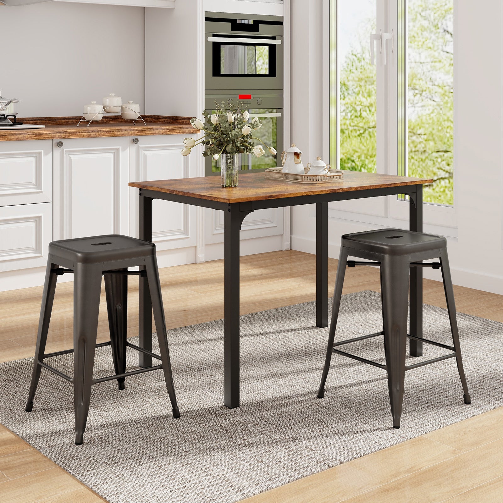 24 Inch Tolix Style Counter Height Barstool, Stackable Chair, Gun Bar Stools at Gallery Canada