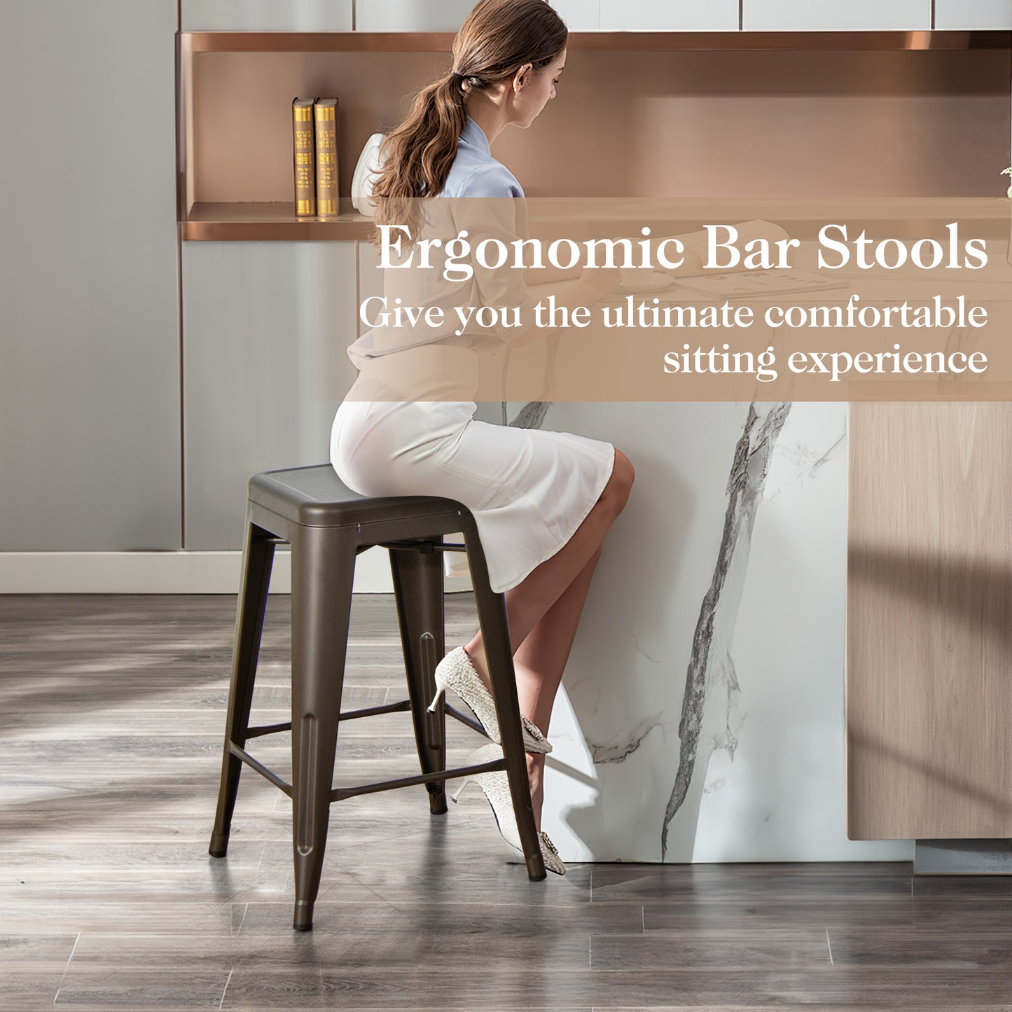 24 Inch Tolix Style Counter Height Barstool, Stackable Chair, Gun Bar Stools at Gallery Canada