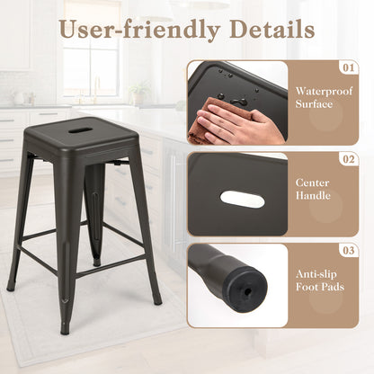 24 Inch Tolix Style Counter Height Barstool, Stackable Chair, Gun Bar Stools at Gallery Canada