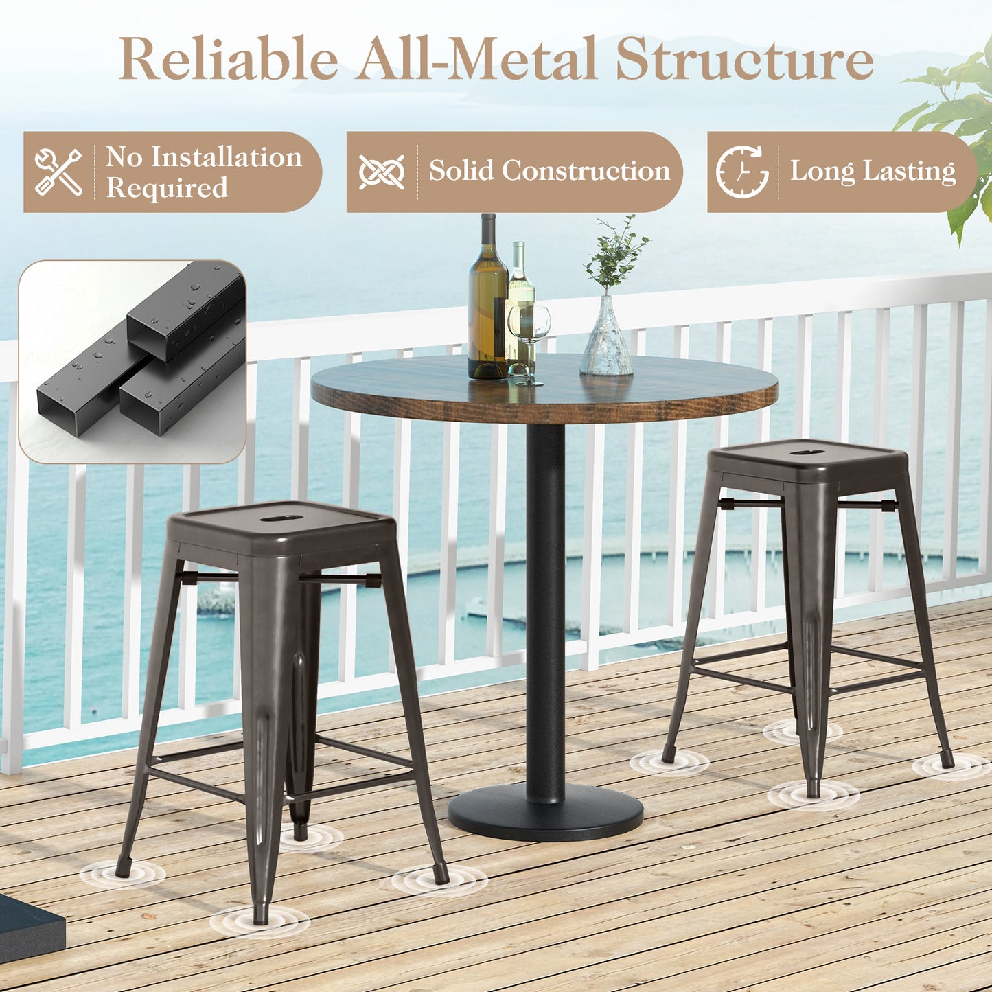 24 Inch Tolix Style Counter Height Barstool, Stackable Chair, Gun Bar Stools at Gallery Canada