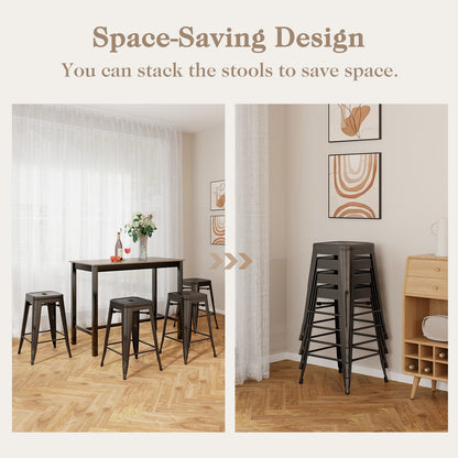 24 Inch Tolix Style Counter Height Barstool, Stackable Chair, Gun Bar Stools at Gallery Canada