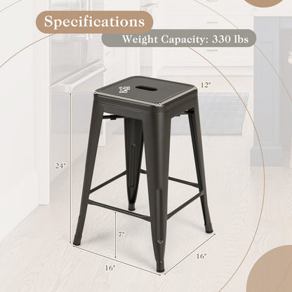 24 Inch Tolix Style Counter Height Barstool, Stackable Chair, Gun Bar Stools at Gallery Canada