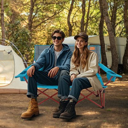 Oversized Camping Chair, Folding Loveseat, Blue Camping Furniture at Gallery Canada