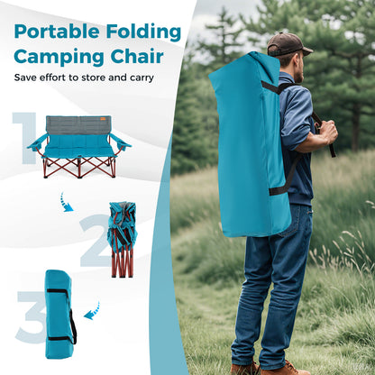 Oversized Camping Chair, Folding Loveseat, Blue Camping Furniture at Gallery Canada