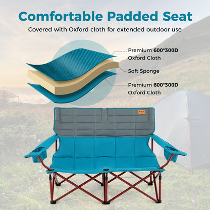 Oversized Camping Chair, Folding Loveseat, Blue Camping Furniture at Gallery Canada
