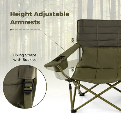 Oversized Camping Chair, Folding Loveseat, Cup Holders, Thick Padding, Green Camping Furniture at Gallery Canada