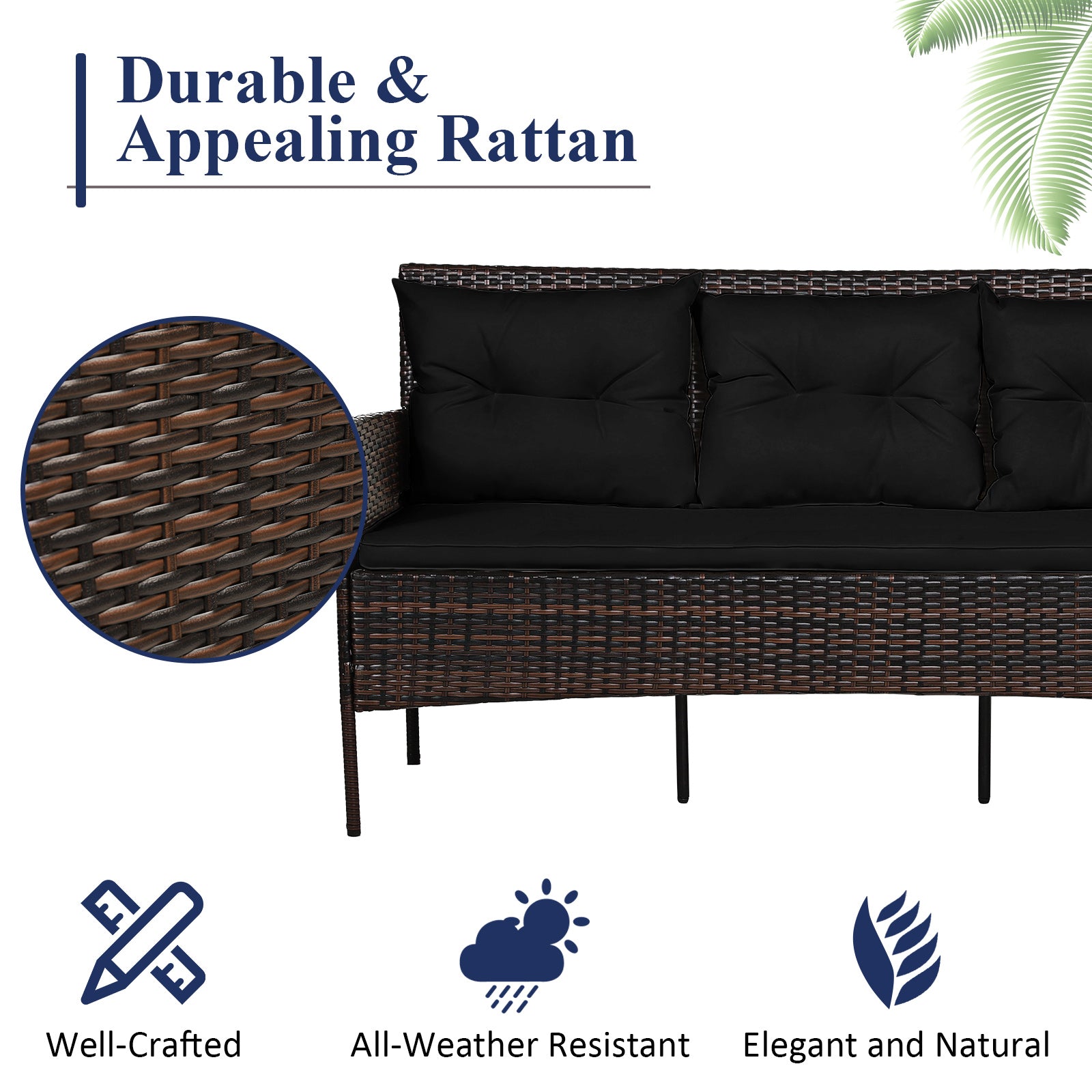 3 Piece Patio Sectional Set, With 5 Cushions, Black Patio Conversation Sets at Gallery Canada
