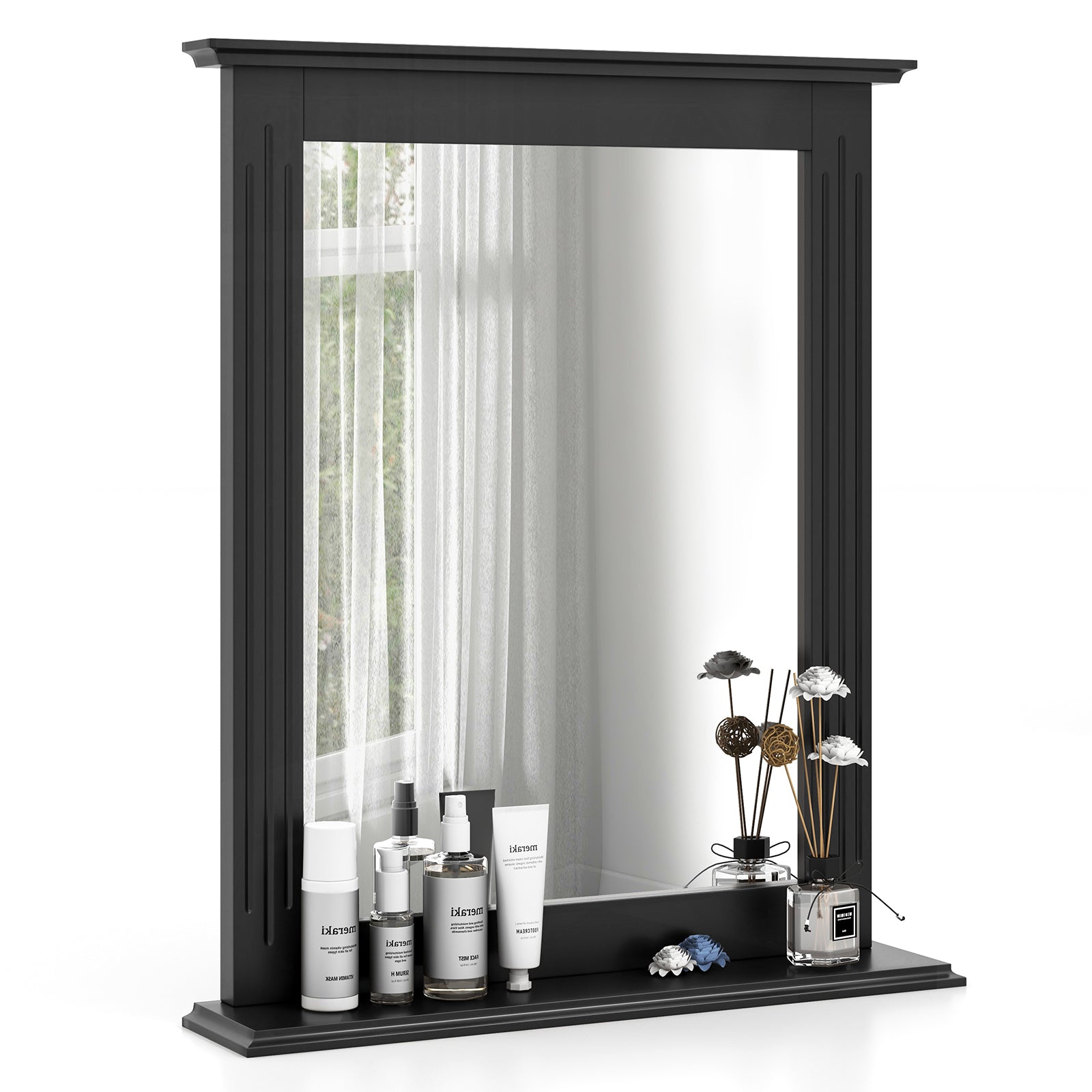 Wall Mounted Vanity Mirror With Shelf, Black Wall Mirrors at Gallery Canada