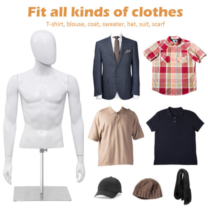 Plastic Half Body Mannequin With Base, White Display Mannequins at Gallery Canada
