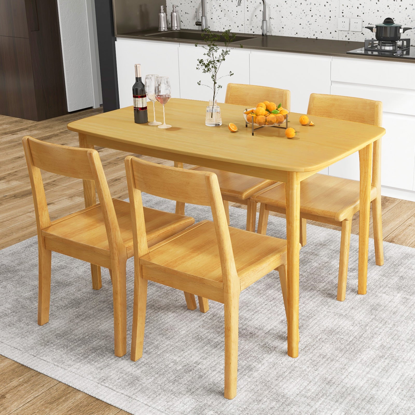 48 Inch Solid Wood Dining Table, Natural, Rubber Wood Legs Dining Tables at Gallery Canada