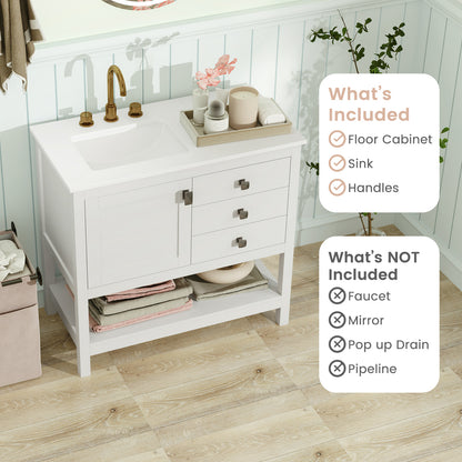 Freestanding Bathroom Vanity With Basin, Floor Storage Cabinet, White Floor Cabinets at Gallery Canada