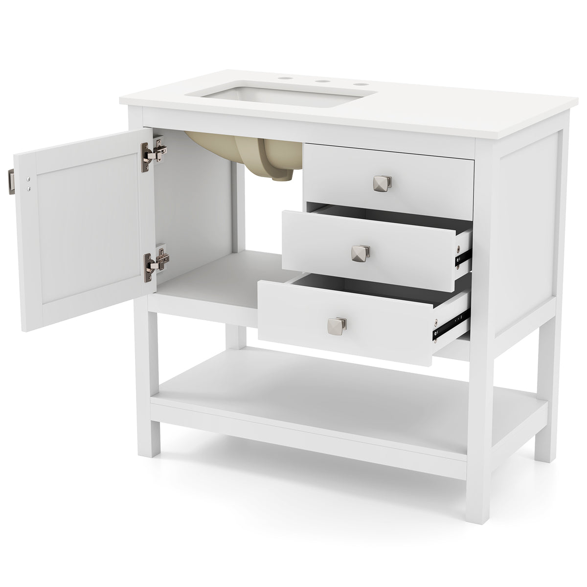 Freestanding Bathroom Vanity With Basin, Floor Storage Cabinet, White Floor Cabinets at Gallery Canada