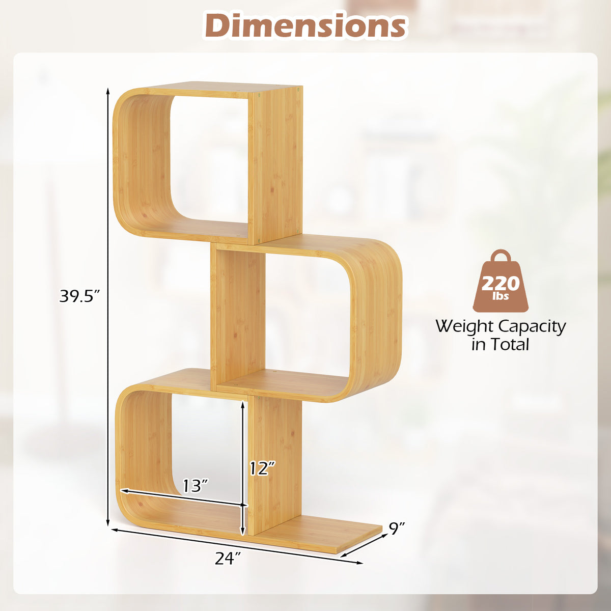 3-Tier S-Shaped Bookcase, 3 Open Cubes, Natural Bookcases at Gallery Canada