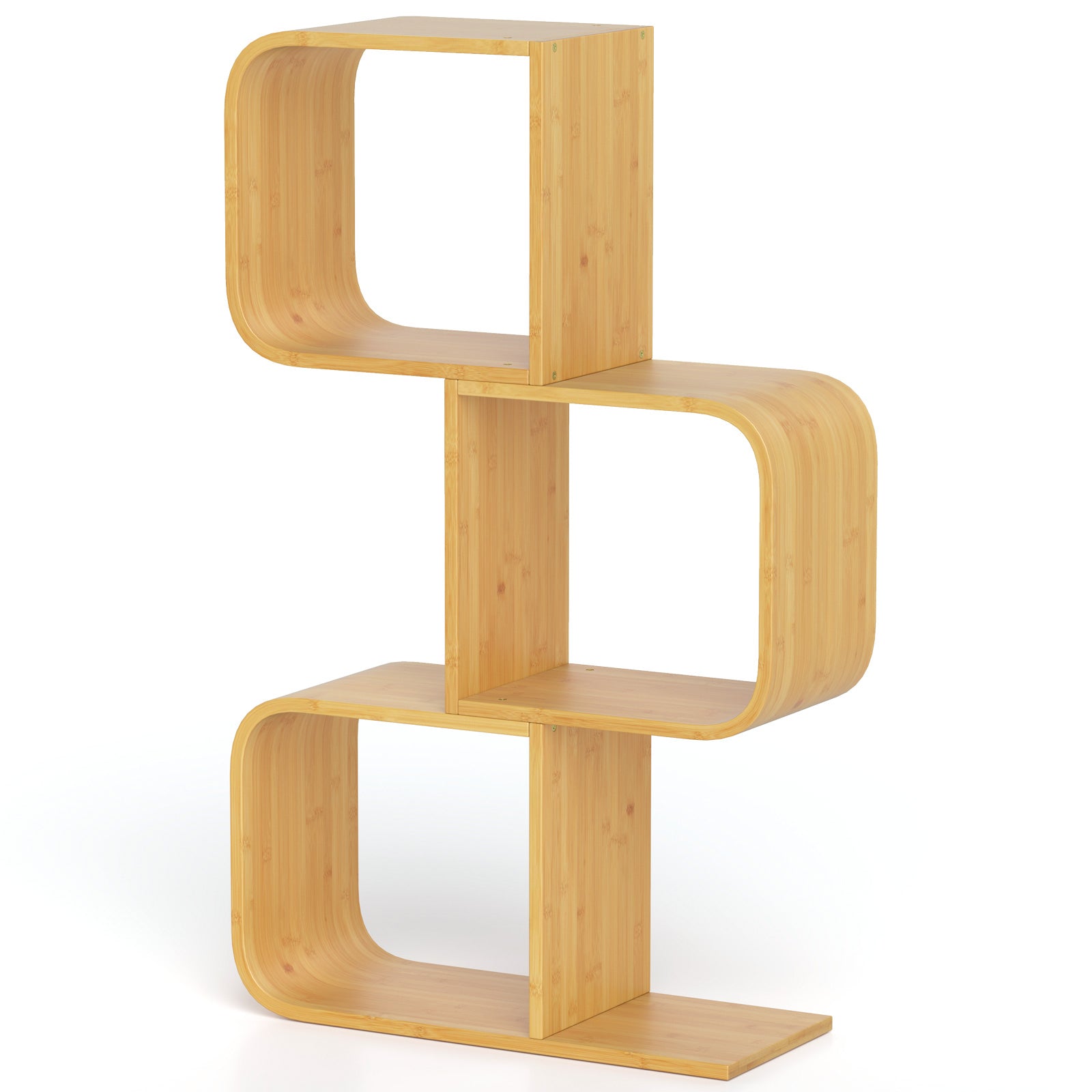 3-Tier S-Shaped Bookcase, 3 Open Cubes, Natural Bookcases Natural at Gallery Canada