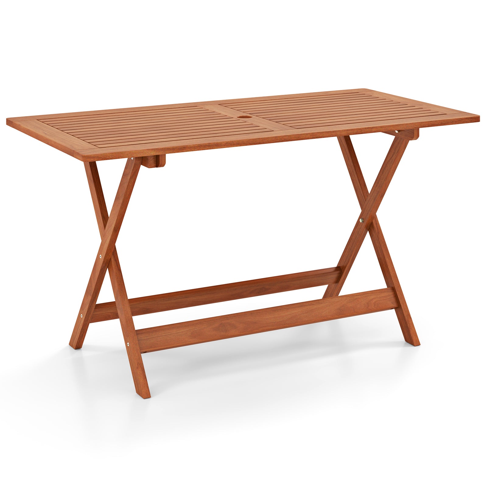 54.5 Inch x 27.5 Inch Patio Dining Table, Umbrella Hole, Teak Patio Dining Tables at Gallery Canada