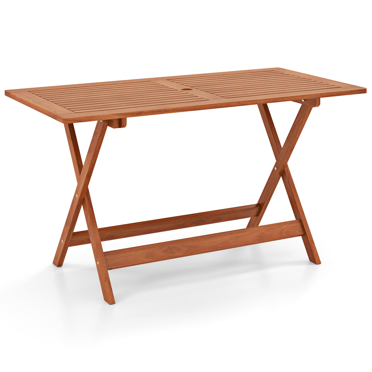 54.5 Inch x 27.5 Inch Patio Dining Table, Umbrella Hole, Teak Patio Dining Tables at Gallery Canada