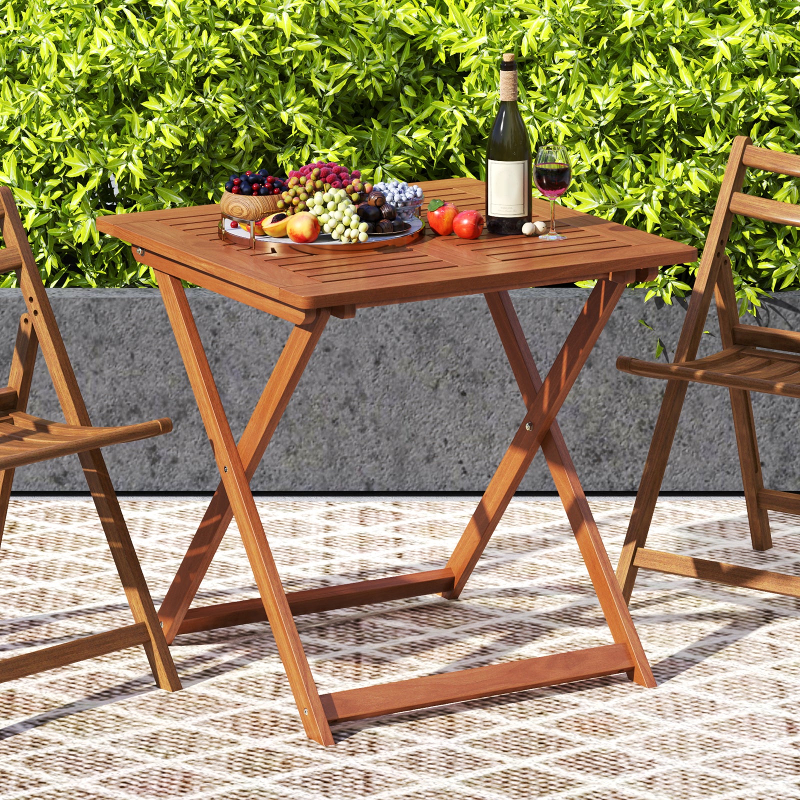 29.5 Inch x 29.5 Inch Patio Dining Table with Teak Painting and Umbrella Hole, Teak Patio Dining Tables at Gallery Canada