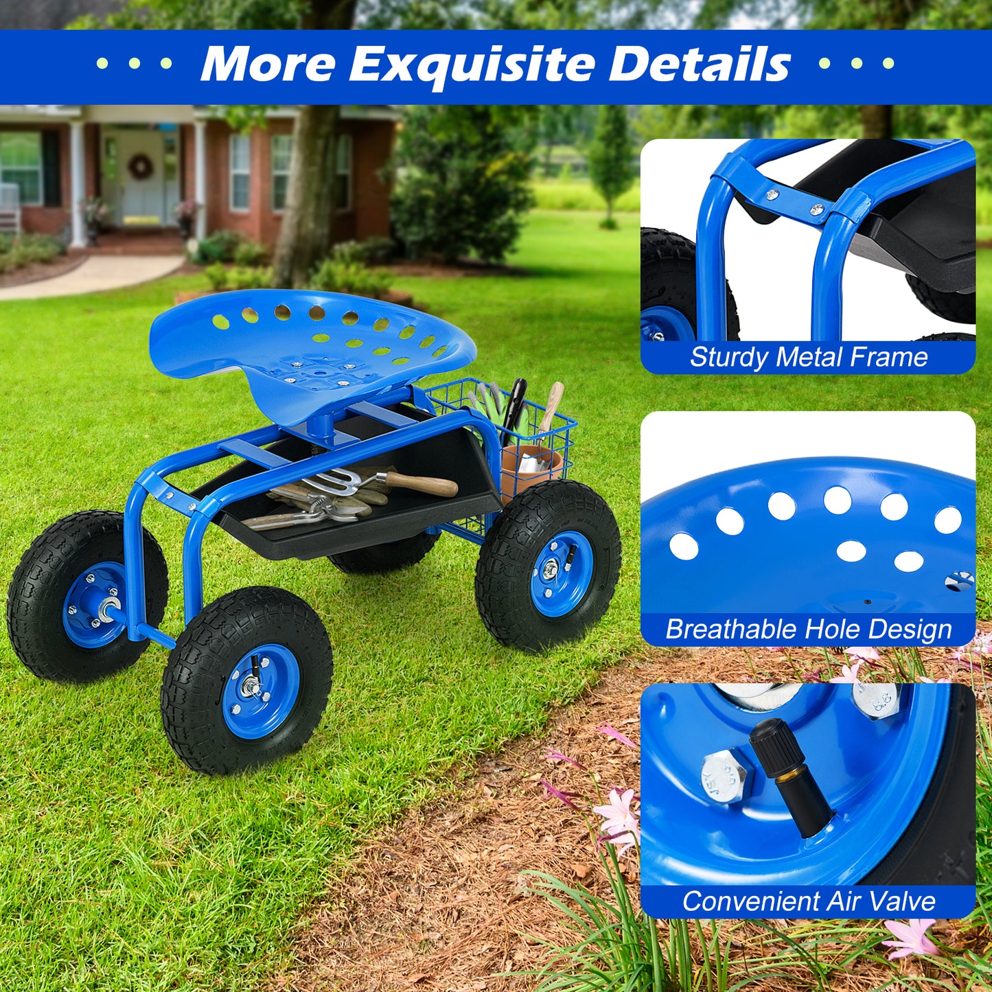 Garden Cart With Heavy Duty Tool Tray, Blue Garden Carts at Gallery Canada