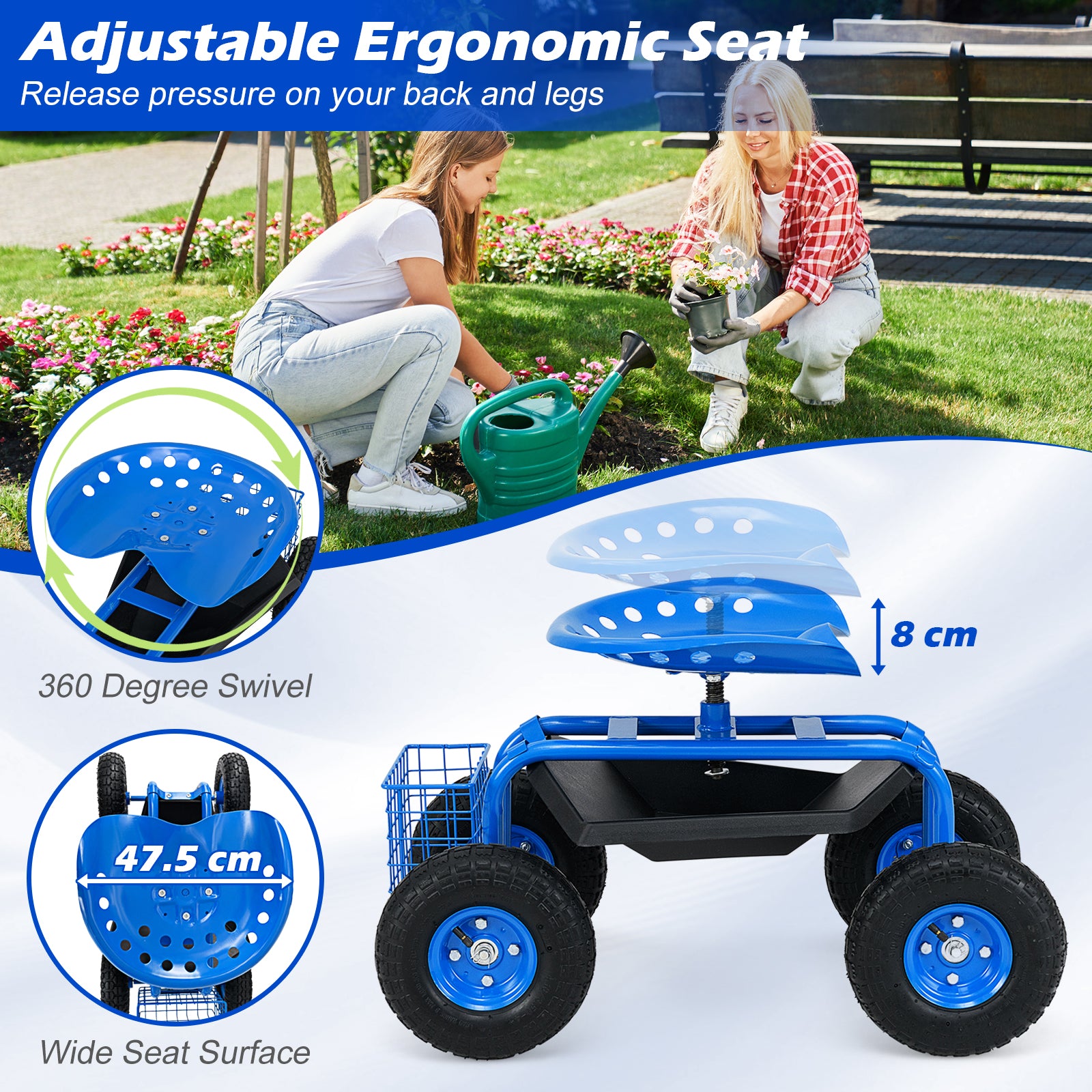 Garden Cart With Heavy Duty Tool Tray, Blue Garden Carts at Gallery Canada