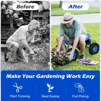 Garden Cart With Heavy Duty Tool Tray, Blue Garden Carts at Gallery Canada