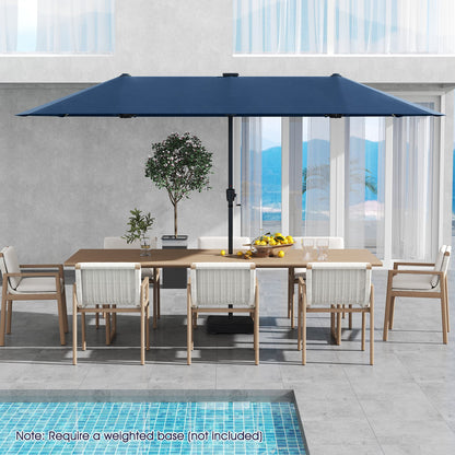 13 FT Patio Umbrella, LED Solar Lights, Crank Handle, Navy Outdoor Umbrellas at Gallery Canada