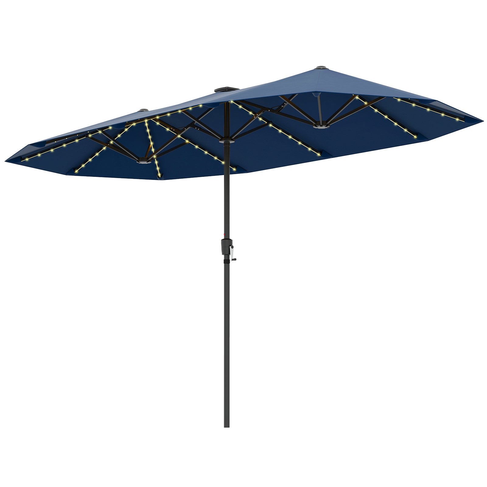 13 FT Patio Umbrella, LED Solar Lights, Crank Handle, Navy Outdoor Umbrellas Navy at Gallery Canada
