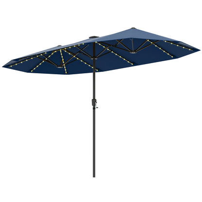 13 FT Patio Umbrella, LED Solar Lights, Crank Handle, Navy Outdoor Umbrellas Navy at Gallery Canada