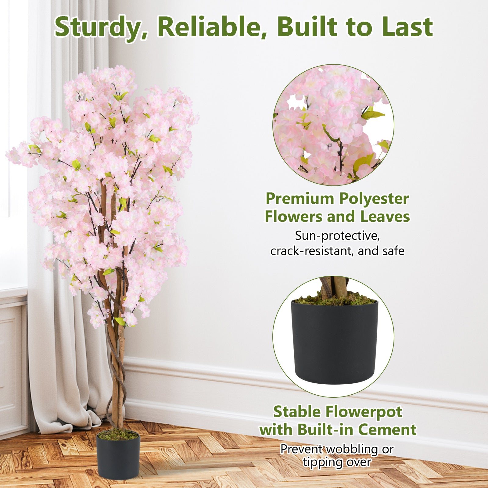5 FT Artificial Cherry Blossom Tree, 1 Pack, Pink Faux Plants at Gallery Canada