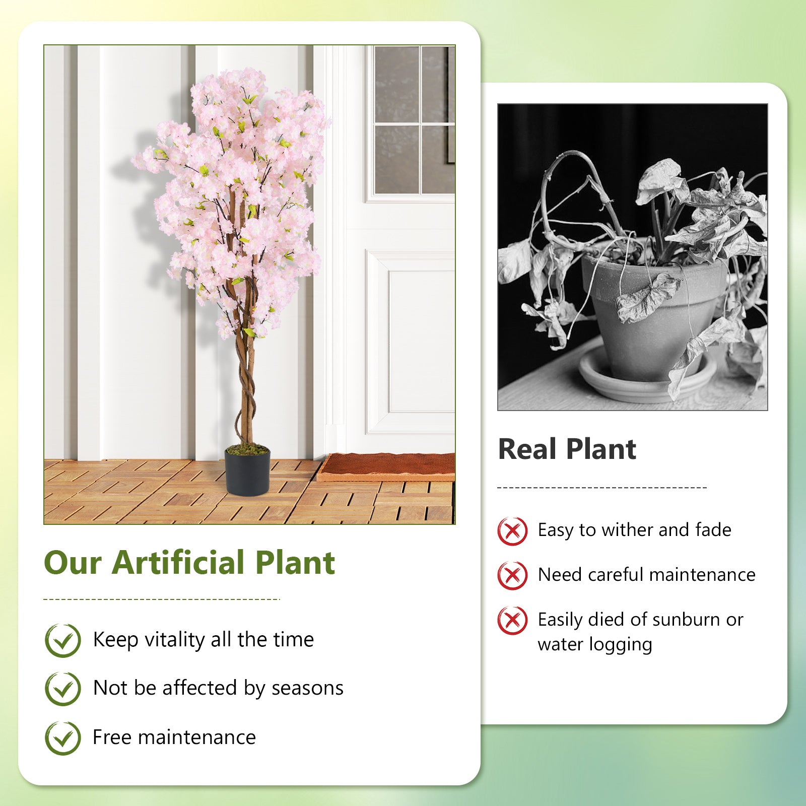5 FT Artificial Cherry Blossom Tree, 1 Pack, Pink Faux Plants at Gallery Canada